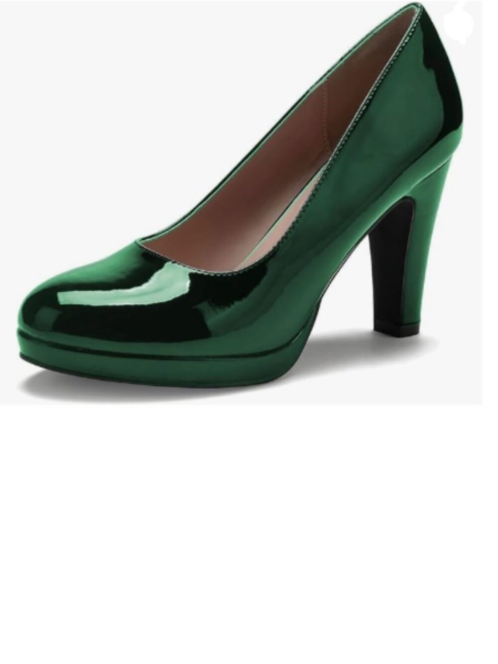 miss left Green Low Platform Chunky High Heel Slip On Closed Round Toe Pump